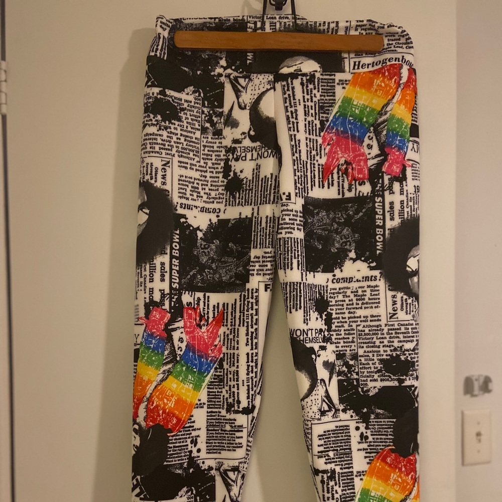 Rainbow “newspaper” pants